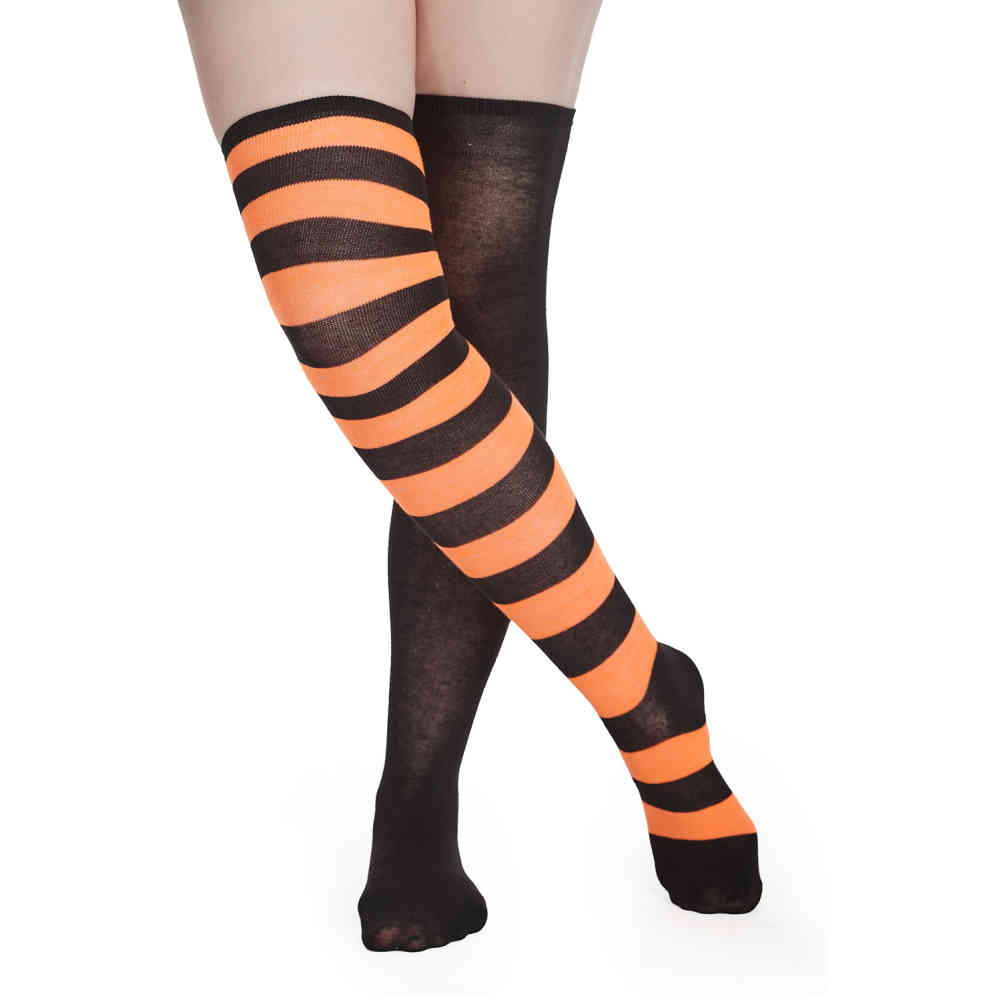Banned - Frances Half And Half Overknee sokken - Oranje